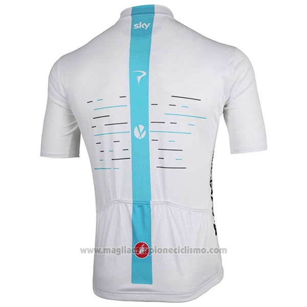 2017 Abbigliamento Ciclismo Sky Bianco Manica Corta e Salopette